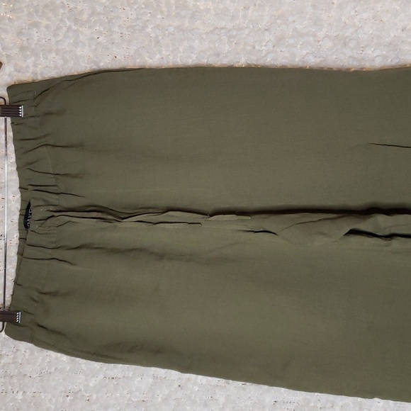 Soaked in luxury camille olive green high waisted wide leg trouser pants medium - Picture 10 of 14